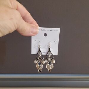 White House Black Market Silver and Pearl Earrings